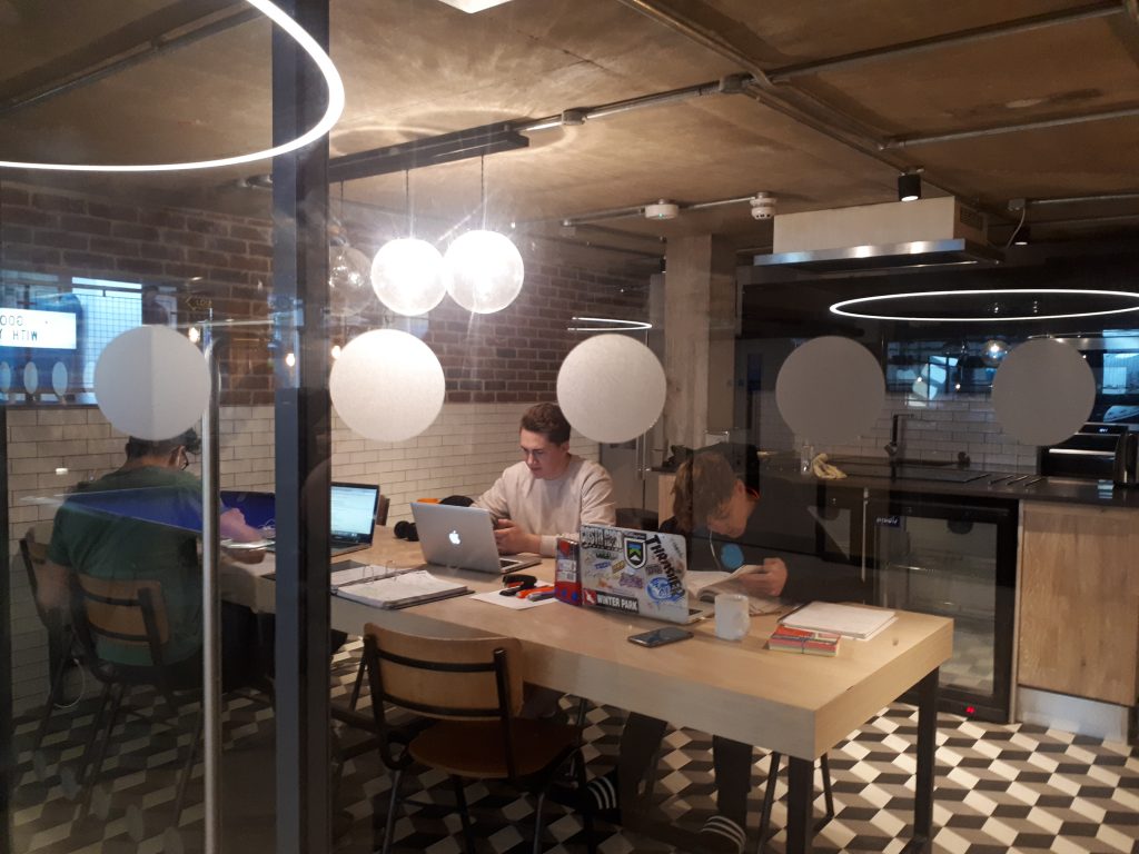 Students using the relaxing and handy study space at Reading City Block