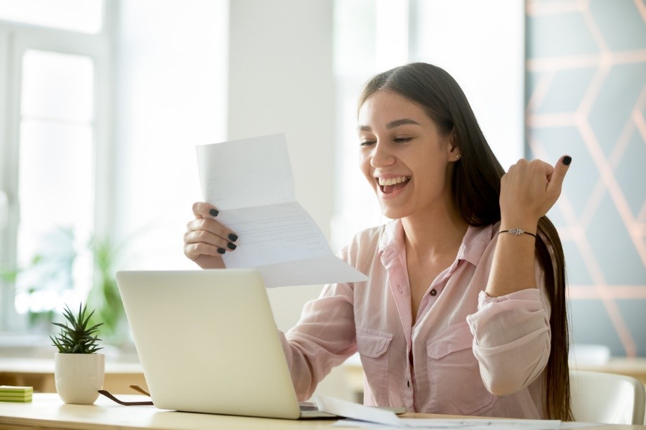 girl receiving A level results