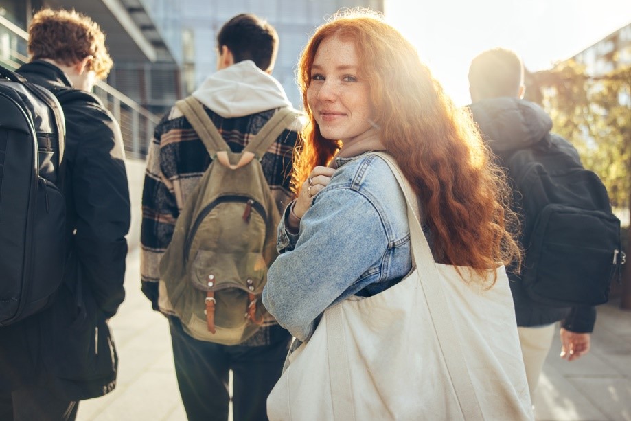 students walking to university