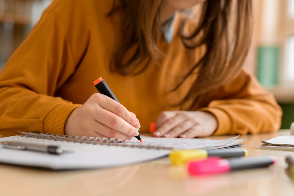 University student doing revision
