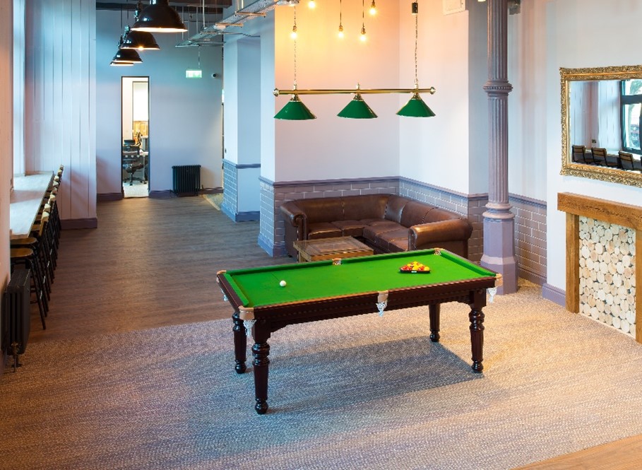 Pool table in the communal space in The Gillows