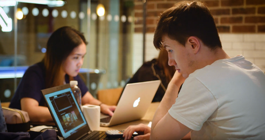 Students studying on laptops