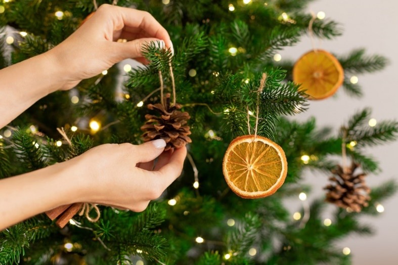 hanging decorations on a tree