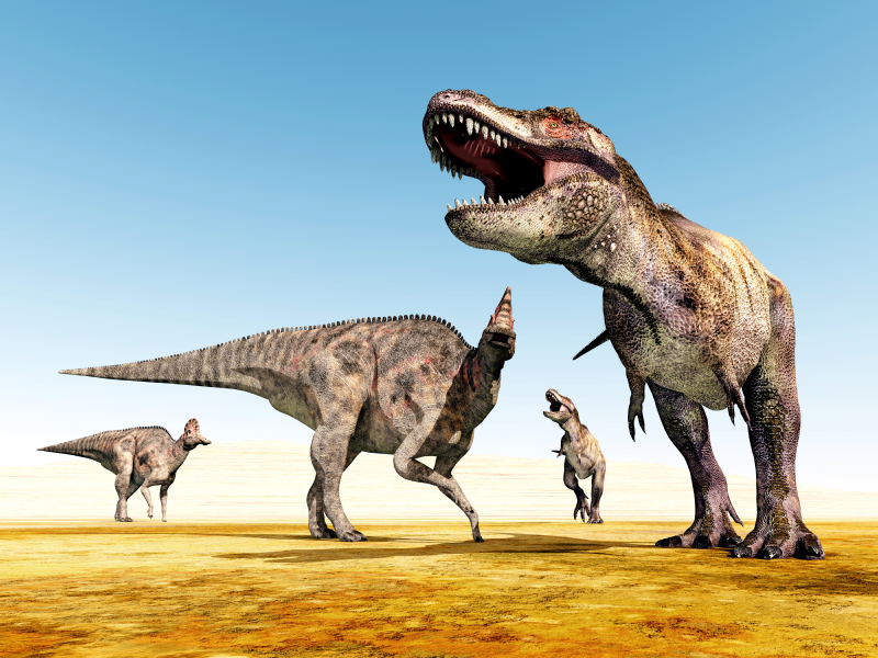 Corythosaurus and Tyrannosaurus Rex iStock_000042188402_Small