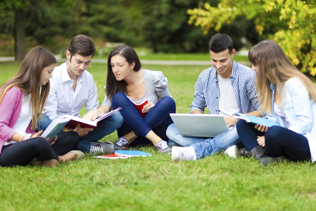 Group of Young People Studying in Park -iStock_000035621698_Large